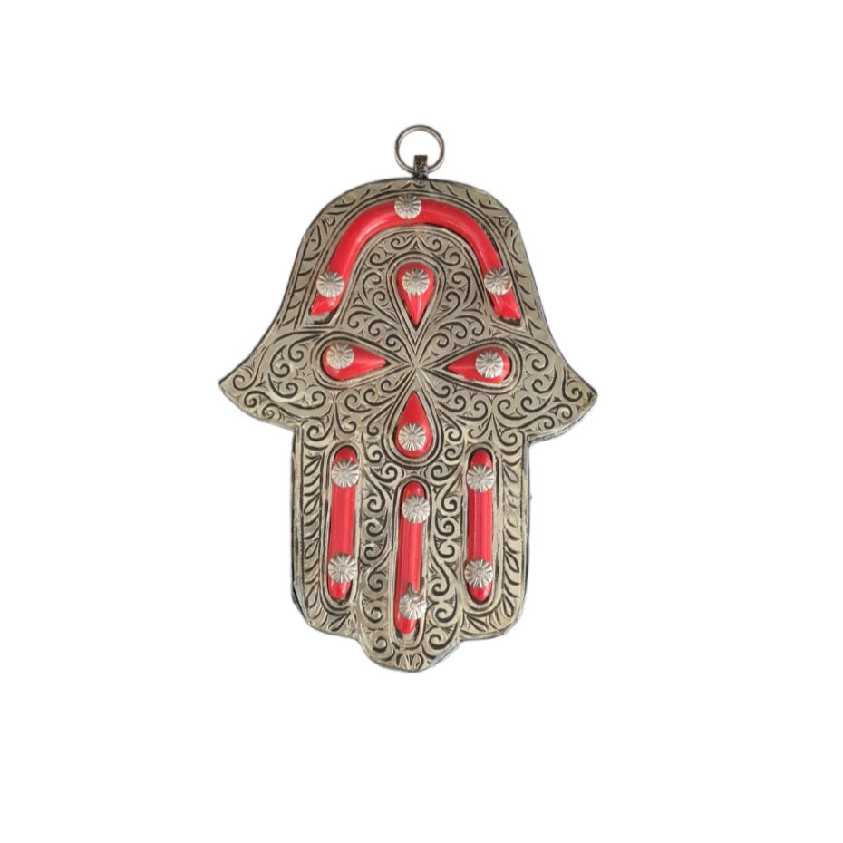Fatimas hand Silver/Röd